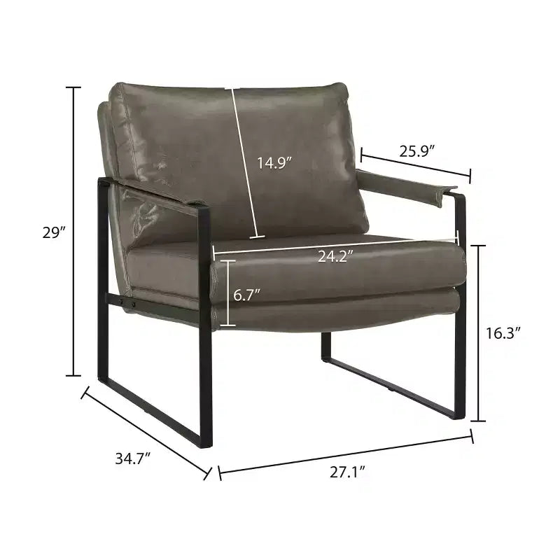 Chaise d'appoint Art Leon avec assise et dossier rembourrés en similicuir