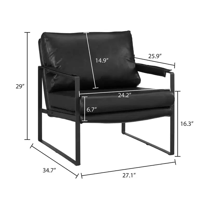 Chaise d'appoint Art Leon avec assise et dossier rembourrés en similicuir