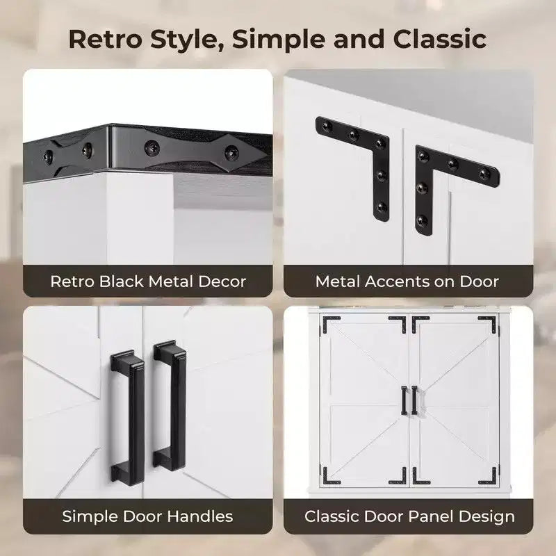 Karl Home Armoire de présentation blanche de 180 cm de haut avec 3 étagères et 2 portes