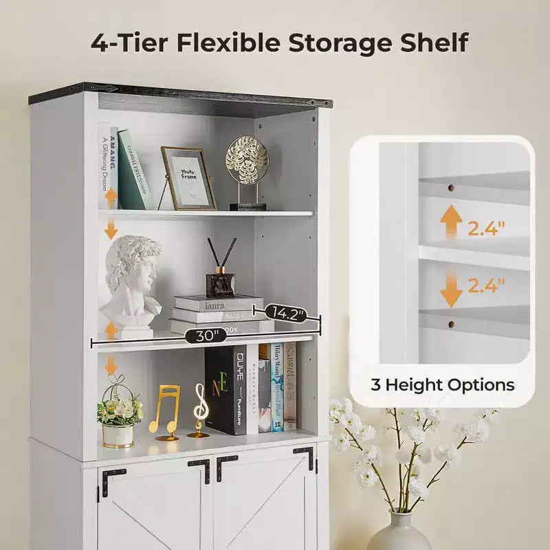 Karl Home Armoire de présentation blanche de 180 cm de haut avec 3 étagères et 2 portes