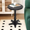 MAYEERTY 15.75 Round Coffee Table, Wooden Pedestal Side Coffee Tables, Vintage Accent Nightstand for Living Room Black