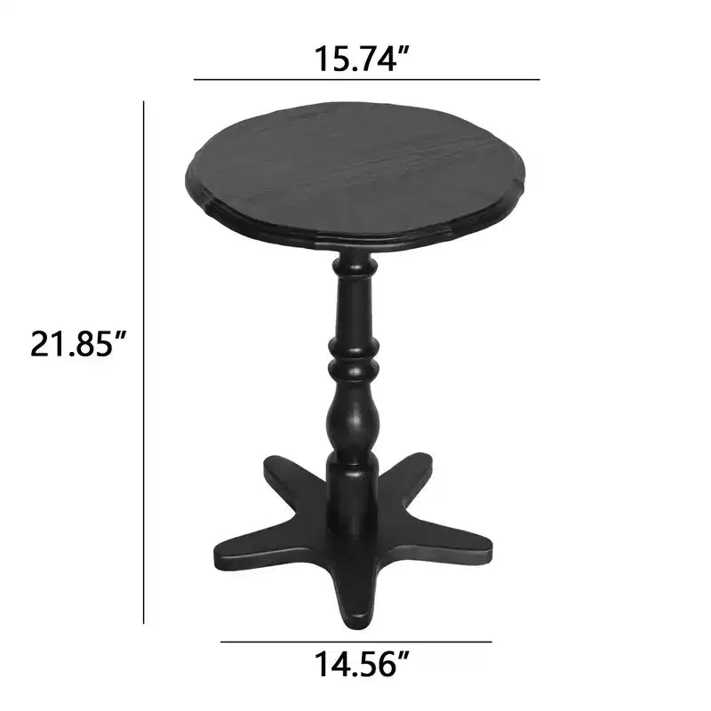 MAYEERTY Table Basse Ronde 40 cm, Tables d'Appoint en Bois avec Pied Central, Table de Chevet d'Appoint Vintage pour Salon, Noir
