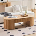 GDFStudio Eleanor Mid-Century Modern 51.18 Oval Wood Coffee Table With Drawer