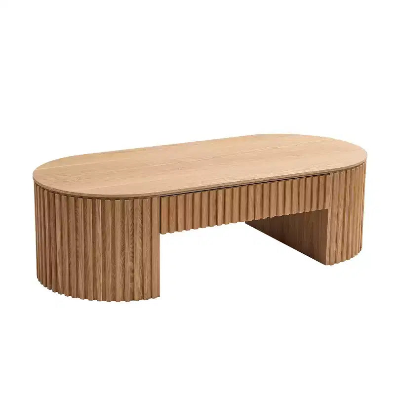 GDFStudio Eleanor Table Basse Ovale Moderne en Bois du Milieu du Siècle 51.18 avec Tiroir