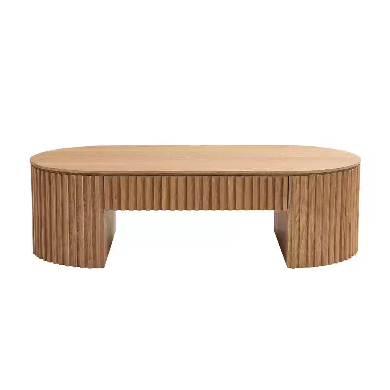 GDFStudio Eleanor Table Basse Ovale Moderne en Bois du Milieu du Siècle 51.18 avec Tiroir