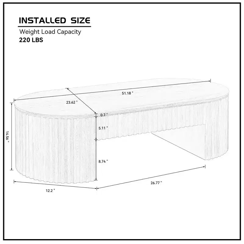 GDFStudio Eleanor Table Basse Ovale Moderne en Bois du Milieu du Siècle 51.18 avec Tiroir