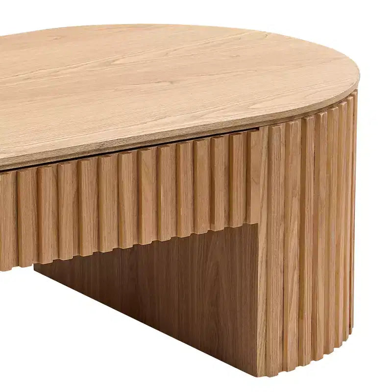 GDFStudio Eleanor Table Basse Ovale Moderne en Bois du Milieu du Siècle 51.18 avec Tiroir