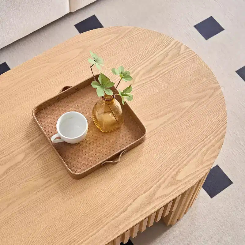 GDFStudio Eleanor Table Basse Ovale Moderne en Bois du Milieu du Siècle 51.18 avec Tiroir