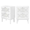Karl Home 2-Drawer White MDF 17.72in. W Nightstands - Set of 2