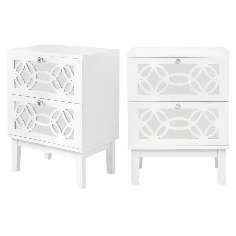 Karl Home 2-Drawer White MDF 17.72in. W Nightstands - Set of 2