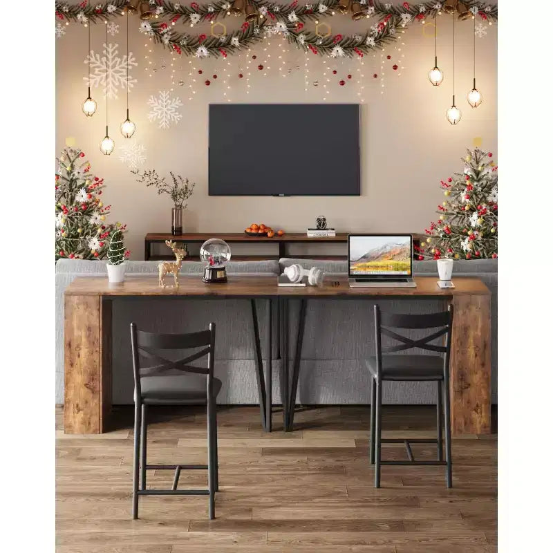 Ensemble de table de bar 3 pièces pour 2 personnes, ensemble table et chaises de bar avec rallonge à plateau rabattable, ensemble table à manger avec étagères de rangement