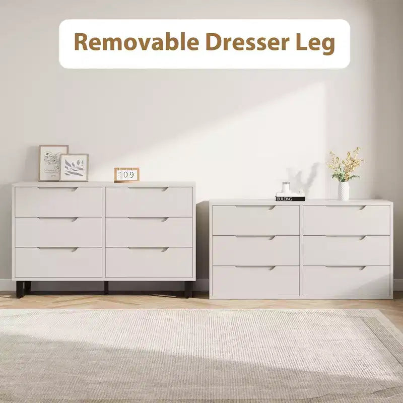 Commode à 6 tiroirs pour chambre à coucher, commode de 120 cm de large, meuble de rangement vertical autoportant avec rangement, commode de rangement en bois