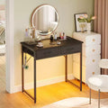 Pinmoco 32 inch Writing Desk with 2 Fabric Drawers & RGB LED Light, Small Computer Desk with Hanging Hook for Small Spaces