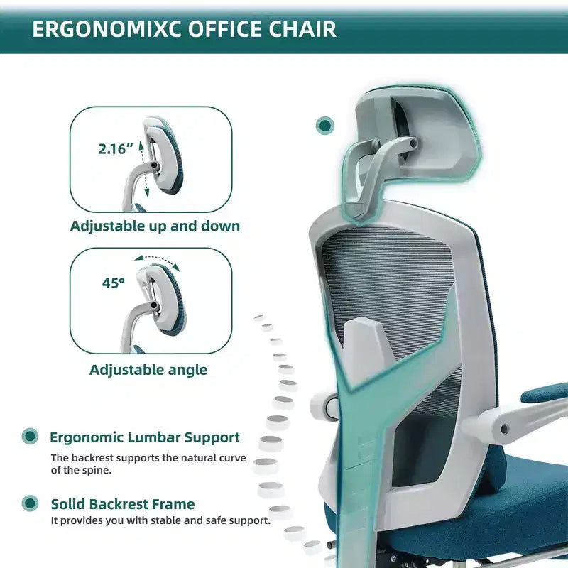 MAYEERTY Chaise de bureau pivotante à 360° réglable en hauteur, siège pneumatique, capacité de poids de 125 kg