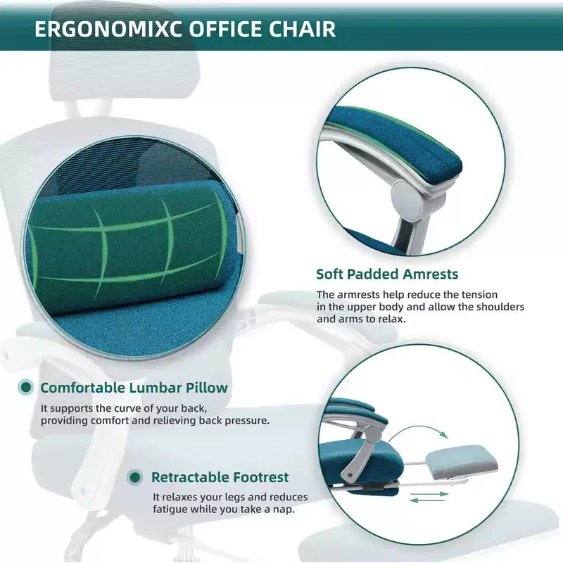 MAYEERTY Chaise de bureau pivotante à 360° réglable en hauteur, siège pneumatique, capacité de poids de 125 kg