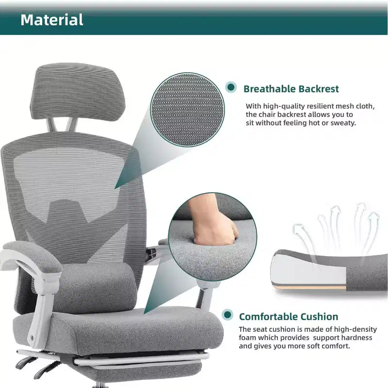 MAYEERTY Chaise de bureau pivotante à 360° réglable en hauteur, siège pneumatique, capacité de poids de 125 kg