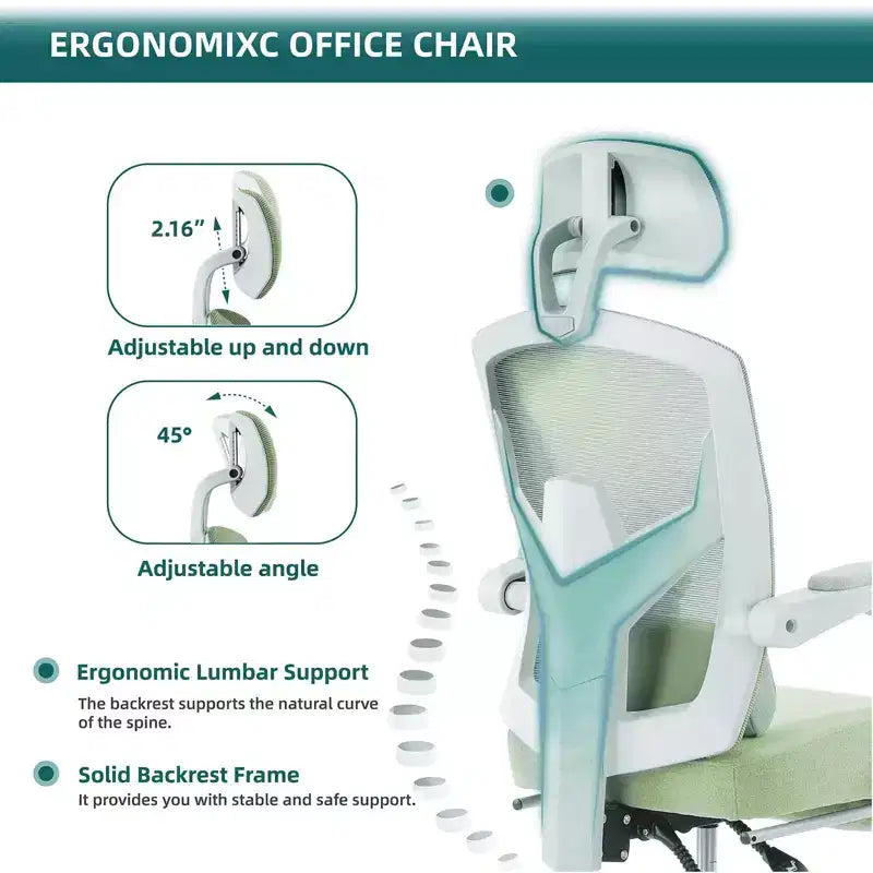 MAYEERTY Chaise de bureau pivotante à 360° réglable en hauteur, siège pneumatique, capacité de poids de 125 kg