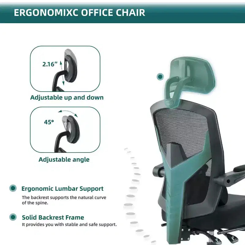 MAYEERTY Chaise de bureau pivotante à 360° réglable en hauteur, siège pneumatique, capacité de poids de 125 kg