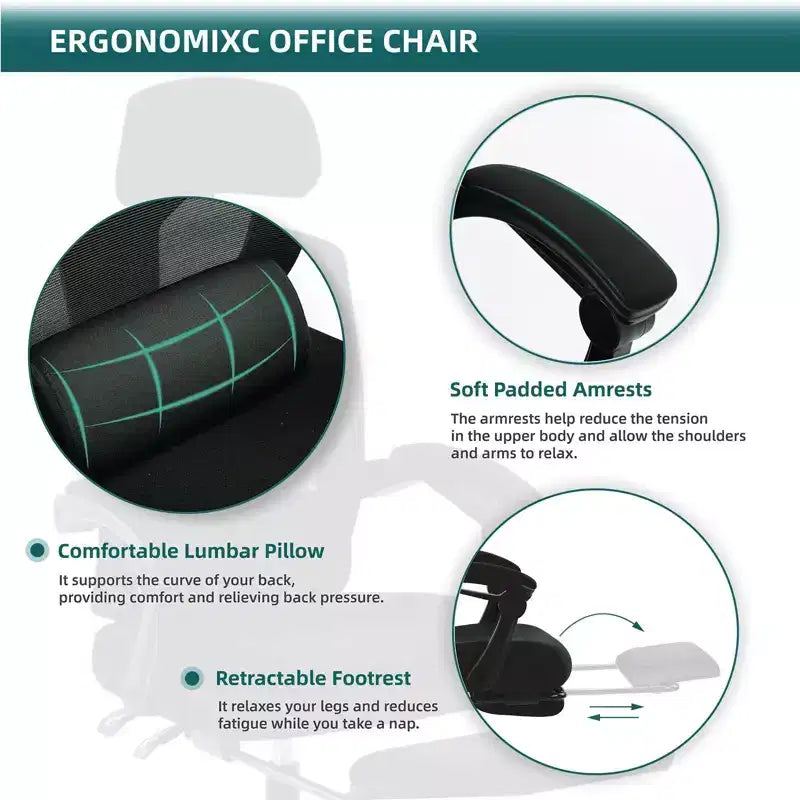MAYEERTY Chaise de bureau pivotante à 360° réglable en hauteur, siège pneumatique, capacité de poids de 125 kg
