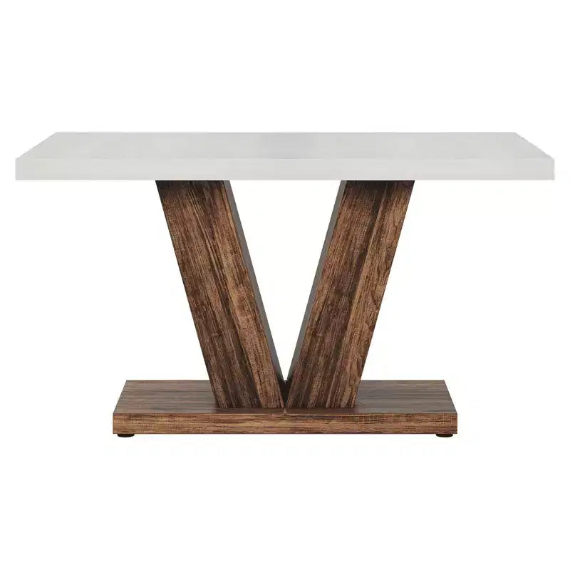 MAYEERTY Table de salle à manger de ferme de 47 pouces, Table de cuisine en bois avec base de piédestal robuste