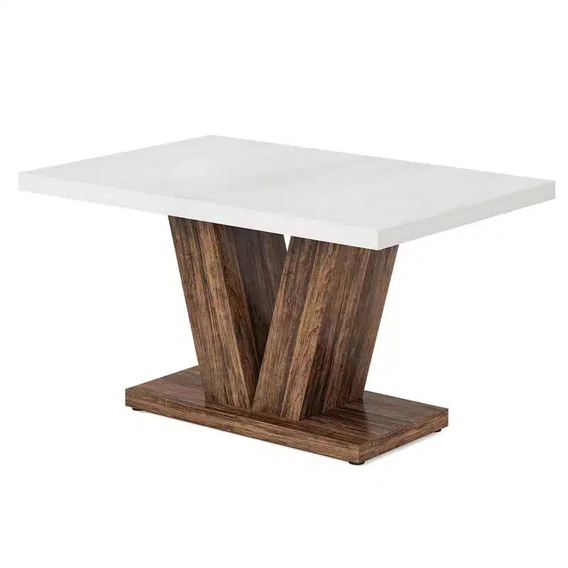 MAYEERTY Table de salle à manger de ferme de 47 pouces, Table de cuisine en bois avec base de piédestal robuste