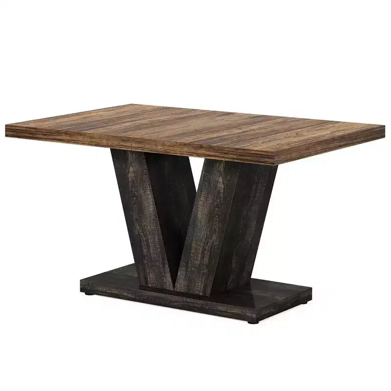 MAYEERTY Table de salle à manger de ferme de 47 pouces, Table de cuisine en bois avec base de piédestal robuste