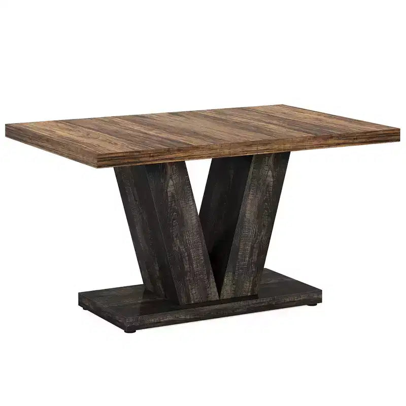 MAYEERTY Table de salle à manger de ferme de 47 pouces, Table de cuisine en bois avec base de piédestal robuste