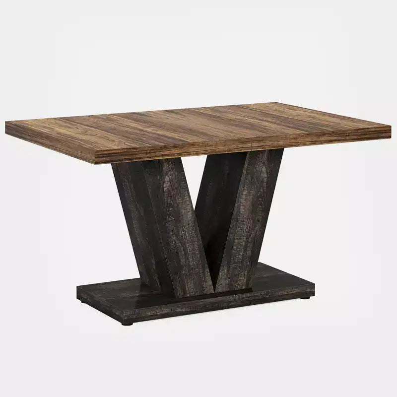 MAYEERTY Table de salle à manger de ferme de 47 pouces, Table de cuisine en bois avec base de piédestal robuste