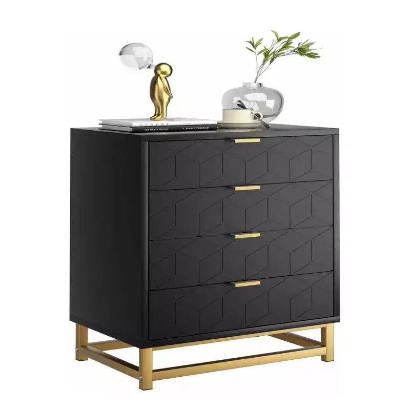 Zstar Bedroom Dressing Table, 4 Drawer Dresser with Metal Legs