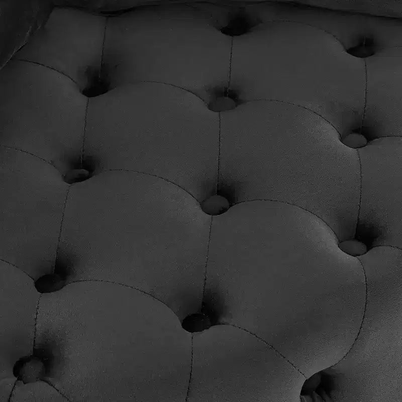 Fauteuil pivotant de salon en velours, avec capitonnage et roulettes mobiles, incluant 3 oreillers, noir