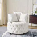 Fauteuil pivotant de salon en velours, avec capitonnage et roulettes mobiles, incluant 3 oreillers, noir