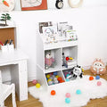 Kids Bookshelf and Toy Storage, Wood Book Shelf Organizer for Toddler, Playroom Storage, Children's Storage Cabinet, White Bookshelf Organizer