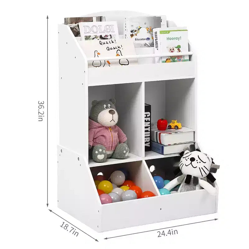 Bibliothèque et rangement de jouets pour enfants, Organisateur d'étagères en bois pour tout-petits, Rangement de salle de jeux, Meuble de rangement pour enfants, Organisateur d'étagères blanc