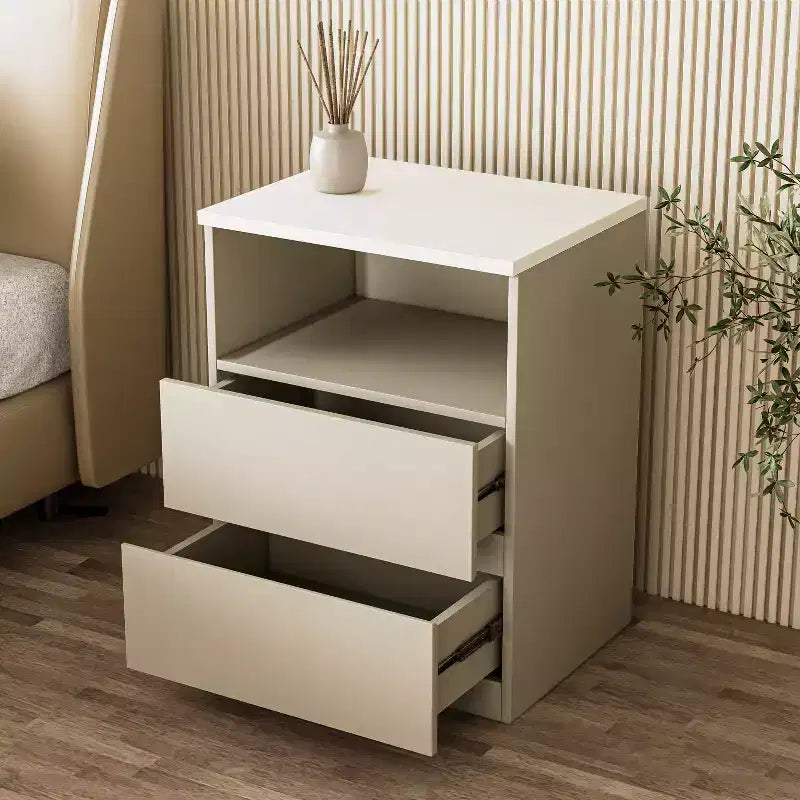 ATJafurn Armoire Grise Autoportante, Table de Chevet avec 2 Tiroirs pour Salon, Chambre à Coucher