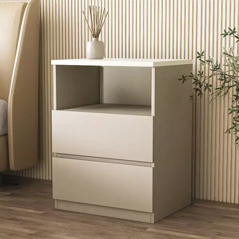ATJafurn Armoire Grise Autoportante, Table de Chevet avec 2 Tiroirs pour Salon, Chambre à Coucher