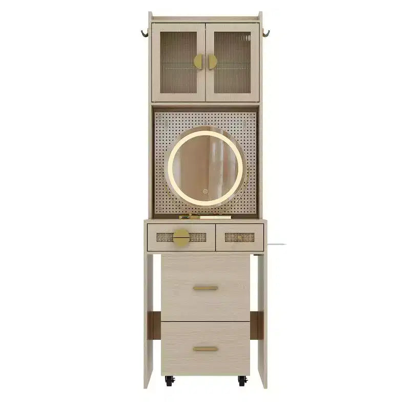 Ensemble de coiffeuse Karl avec lumières LED et prises de courant