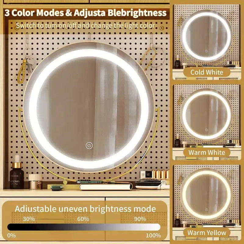 Ensemble de coiffeuse Karl avec lumières LED et prises de courant