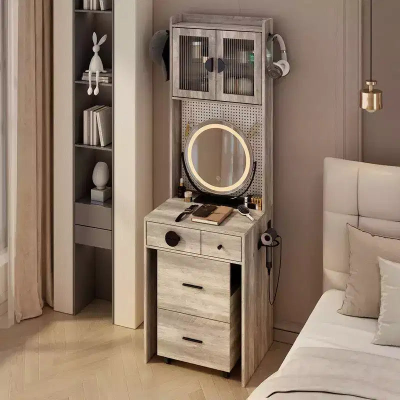 Ensemble de coiffeuse Karl avec lumières LED et prises de courant