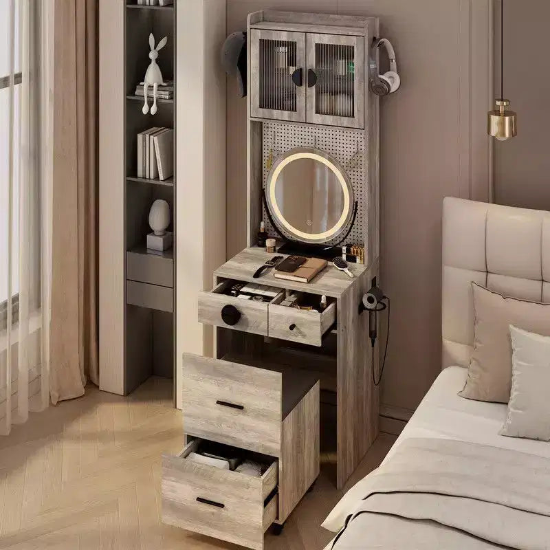 Ensemble de coiffeuse Karl avec lumières LED et prises de courant