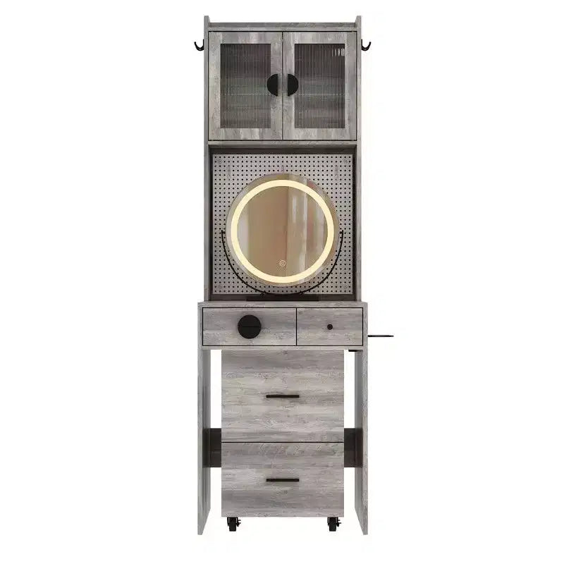 Ensemble de coiffeuse Karl avec lumières LED et prises de courant