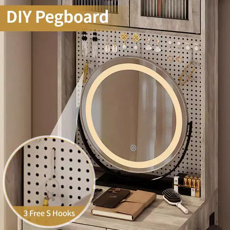Ensemble de coiffeuse Karl avec lumières LED et prises de courant