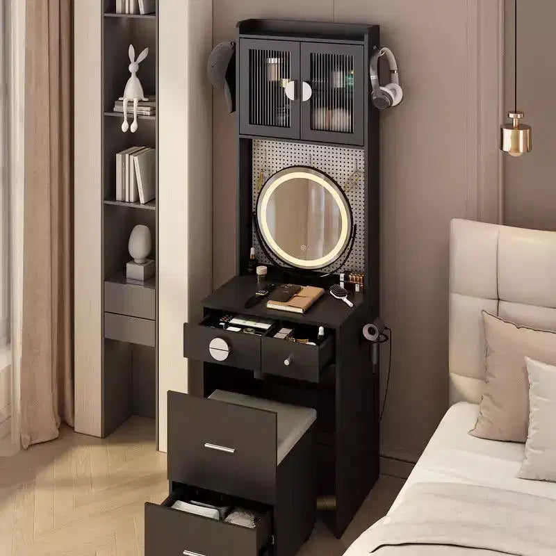 Ensemble de coiffeuse Karl avec lumières LED et prises de courant