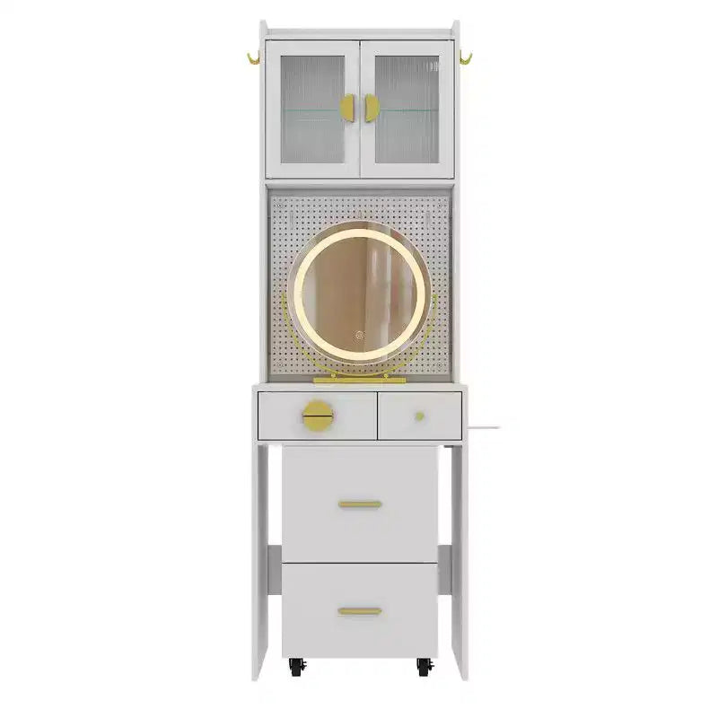 Ensemble de coiffeuse Karl avec lumières LED et prises de courant