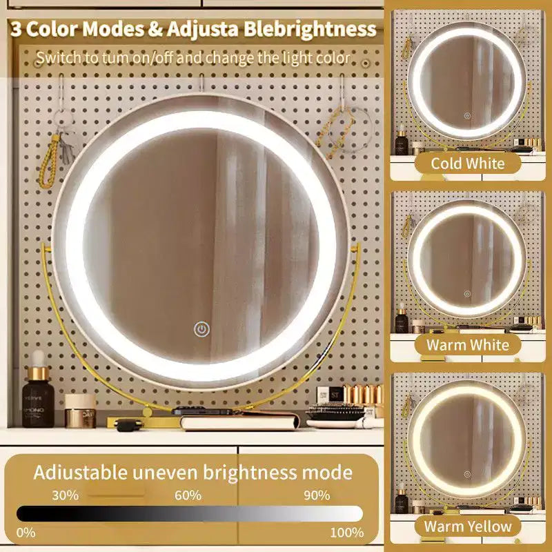 Ensemble de coiffeuse Karl avec lumières LED et prises de courant