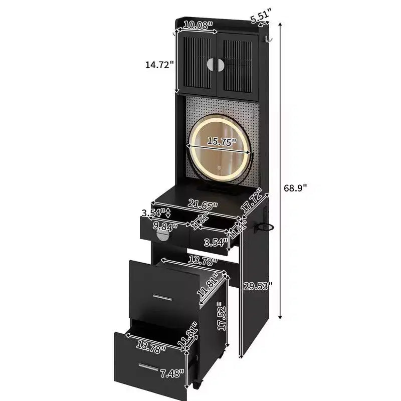 Ensemble de coiffeuse Karl avec lumières LED et prises de courant