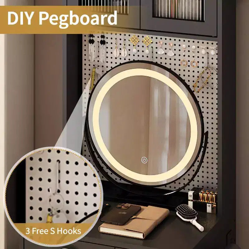 Ensemble de coiffeuse Karl avec lumières LED et prises de courant