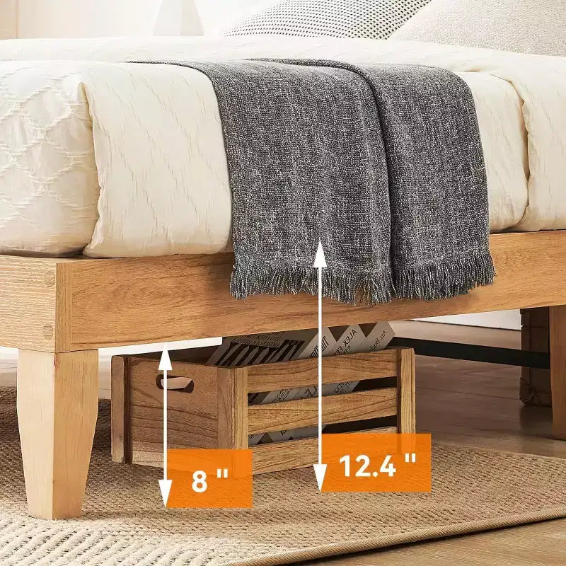 Cadre de lit en rotin avec tête de lit en rotin naturel, cadre de lit Queen avec lumières LED, cadre de lit Queen en rotin avec tête de lit