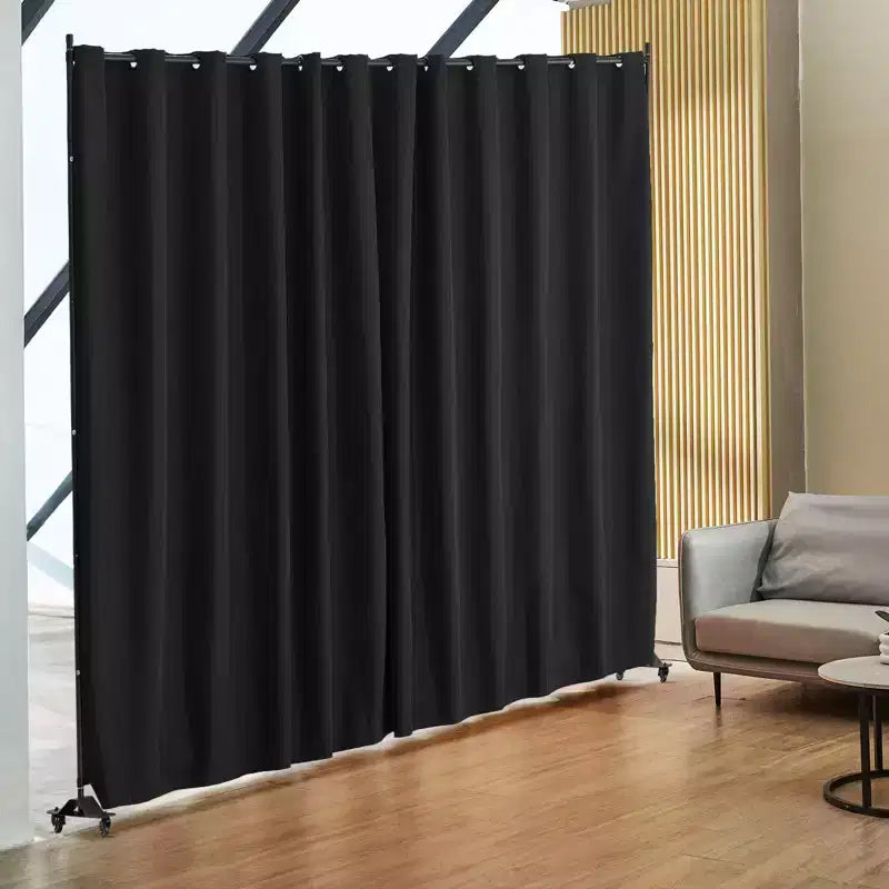 Séparateur de pièce VEVOR, Cloison mobile à roulettes, Support de rideau, Paravent autoportant pour bureau, Noir