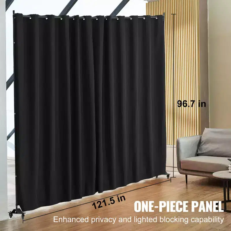 Séparateur de pièce VEVOR, Cloison mobile à roulettes, Support de rideau, Paravent autoportant pour bureau, Noir