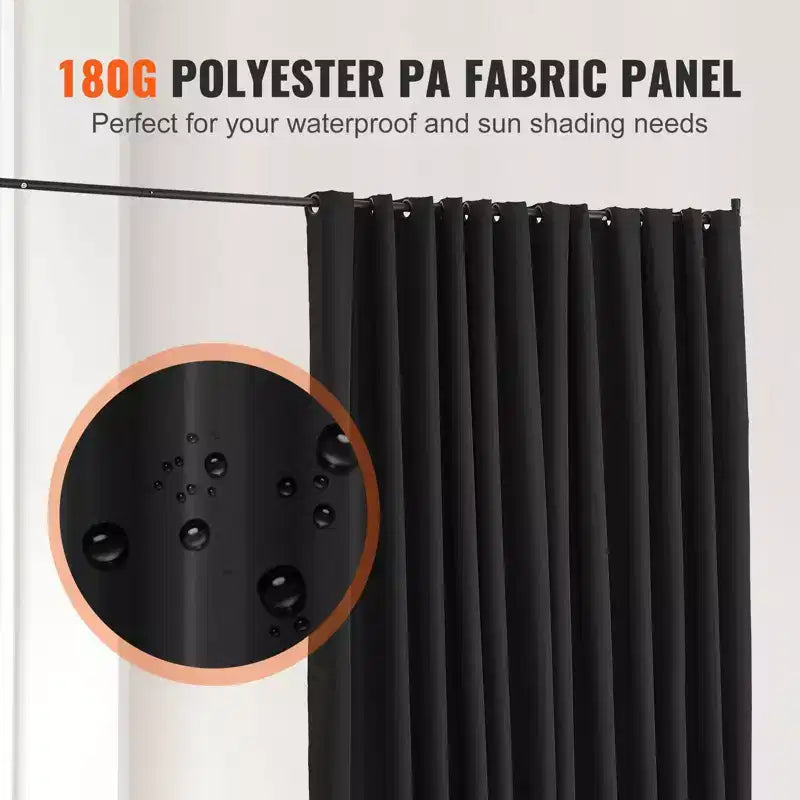 Séparateur de pièce VEVOR, Cloison mobile à roulettes, Support de rideau, Paravent autoportant pour bureau, Noir